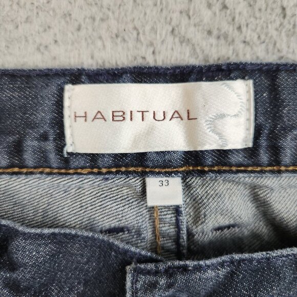 Habitual Jeans Men's 33 Button Fly Dark Wash Blue Denim Pants Iron Cross Pocket - Picture 8 of 11